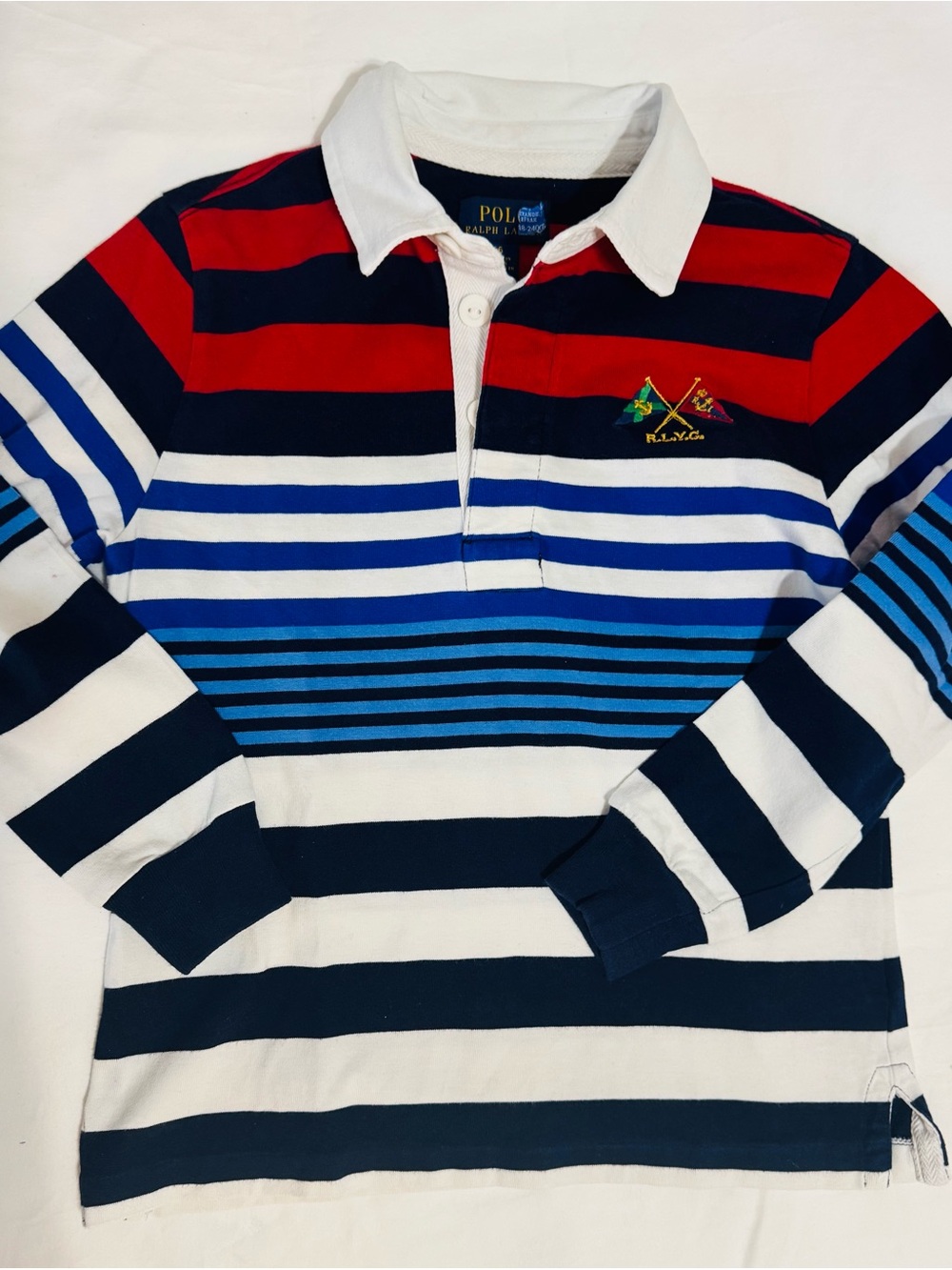 Polo by Ralph Lauren Kids Long Sleeve Rugby Shirt - Red, Navy, White, Blue